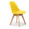 VS VENTA-STOCK Pack 2 Chaises Klara JAUNE MOUTARDE . Pieds En Bois Et Assise Matelassée . Style Nordique - JAUNE