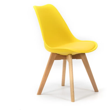 VS VENTA-STOCK Pack 2 Chaises Klara JAUNE MOUTARDE . Pieds En Bois Et Assise Matelassée . Style Nordique - JAUNE 3 VS VENTA-STOCK Pack 2 Chaises Klara JAUNE MOUTARDE . Pieds En Bois Et Assise Matelassée . Style Nordique - JAUNE