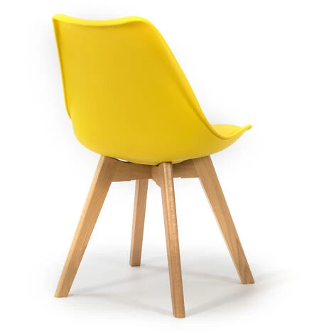 VS VENTA-STOCK Pack 2 Chaises Klara JAUNE MOUTARDE . Pieds En Bois Et Assise Matelassée . Style Nordique - JAUNE 5 VS VENTA-STOCK Pack 2 Chaises Klara JAUNE MOUTARDE . Pieds En Bois Et Assise Matelassée . Style Nordique - JAUNE – Image 3