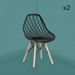 CONCEPT-USINE Lot De 2 Chaises Noires ZOE