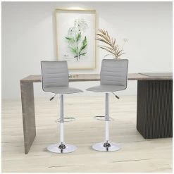 HABITAT & JARDIN Lot De 2 Tabourets De Bar "Vesper" - Gris - Gris. -banc et tabouret Soldes Boutique 18243721 2