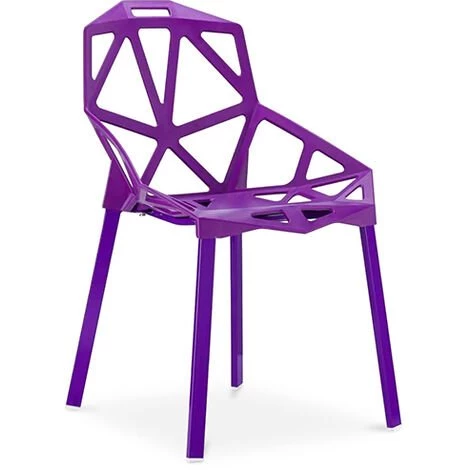 PRIVATEFLOOR Chaise De Salle à Manger Design Hit - PP Et Métal Violet - Métal, PP - Violet 3 PRIVATEFLOOR Chaise De Salle à Manger Design Hit - PP Et Métal Violet - Métal, PP - Violet