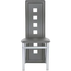 OOBEST Lot De 2 Chaises De Salle à Manger - Similicuir - Style Contemporain - Six Trous - Gris -banc et tabouret Soldes Boutique 18379591 4