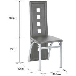 OOBEST Lot De 2 Chaises De Salle à Manger - Similicuir - Style Contemporain - Six Trous - Gris -banc et tabouret Soldes Boutique 18379591 5