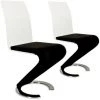 MOBILIER DECO KIZA - Lot De 2 Chaises Design En Simili Cuir Noir Et Blanc - Noir -banc et tabouret Soldes Boutique 18396982 1