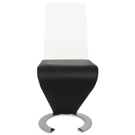 MOBILIER DECO KIZA - Lot De 2 Chaises Design En Simili Cuir Noir Et Blanc - Noir 5 MOBILIER DECO KIZA - Lot De 2 Chaises Design En Simili Cuir Noir Et Blanc - Noir – Image 3
