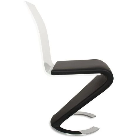 MOBILIER DECO KIZA - Lot De 2 Chaises Design En Simili Cuir Noir Et Blanc - Noir 6 MOBILIER DECO KIZA - Lot De 2 Chaises Design En Simili Cuir Noir Et Blanc - Noir – Image 4