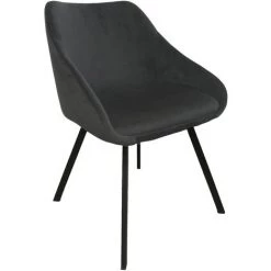 CASA BAOLI Lot 2 Chaises à Accoudoirs Adam Velours Noir - Noir -banc et tabouret Soldes Boutique 18442809 2