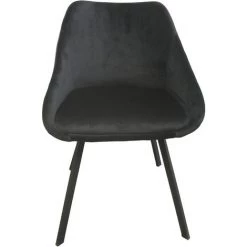 CASA BAOLI Lot 2 Chaises à Accoudoirs Adam Velours Noir - Noir -banc et tabouret Soldes Boutique 18442809 3