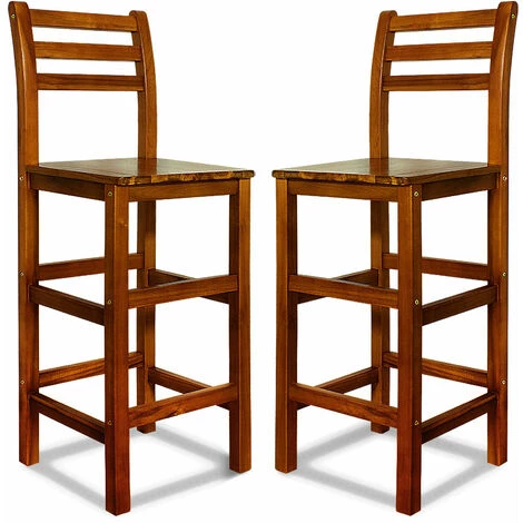 CASARIA 4x Tabouret Haut En Bois D'acacia Bar 40 X 35,5 X 110 Cm Dossier Repose-pieds 7 CASARIA 4x Tabouret Haut En Bois D'acacia Bar 40 X 35,5 X 110 Cm Dossier Repose-pieds – Image 5