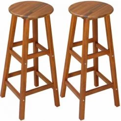 CASARIA Deuba 2x Tabouret De Bar Bois D'acacia Assise Ronde Hauteur 76 Cm Style Rustique -banc et tabouret Soldes Boutique 18476620 3