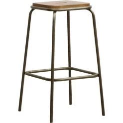 MADE IN MEUBLES Tabouret De Bar écolier Métal Bronze Et Bois Marcus Marcus - Gris