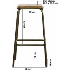 MADE IN MEUBLES Tabouret De Bar écolier Métal Bronze Et Bois Marcus Marcus - Gris -banc et tabouret Soldes Boutique 18478662 3