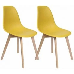 ALTOBUY MELYA - Lot De 2 Chaises Scandinaves Jaune Moutarde - Jaune