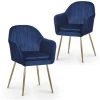 MOBILIER DECO REGINA - Lot De 2 Chaises Design Avec Accoudoirs En Velours Bleu - Bleu 2 MOBILIER DECO REGINA - Lot De 2 Chaises Design Avec Accoudoirs En Velours Bleu - Bleu -banc et tabouret Soldes Boutique 18528899 1