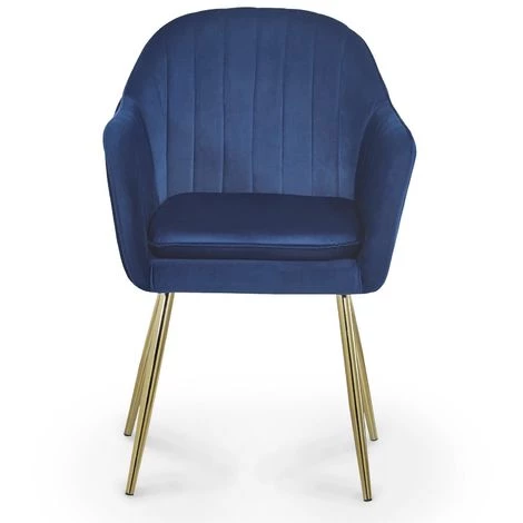 MOBILIER DECO REGINA - Lot De 2 Chaises Design Avec Accoudoirs En Velours Bleu - Bleu 5 MOBILIER DECO REGINA - Lot De 2 Chaises Design Avec Accoudoirs En Velours Bleu - Bleu – Image 3