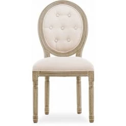 INTENSEDECO Lot De 6 Chaises Médaillon Capitonnées Louis XVI Tissu Beige - Beige -banc et tabouret Soldes Boutique 18572072 2