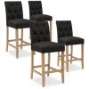 INTENSEDECO Lot De 4 Chaises De Bar En Bois Gaya Tissu Noir - H65cm - Noir 2 INTENSEDECO Lot De 4 Chaises De Bar En Bois Gaya Tissu Noir - H65cm - Noir -banc et tabouret Soldes Boutique 18572442 1
