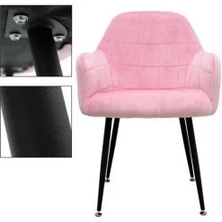 ECD GERMANY 2x Chaise Salle à Manger Cuisine Velours Fauteuil Siège Rembourrré Rétro Rose 11 ECD GERMANY 2x Chaise Salle à Manger Cuisine Velours Fauteuil Siège Rembourrré Rétro Rose -banc et tabouret Soldes Boutique 18633435 5