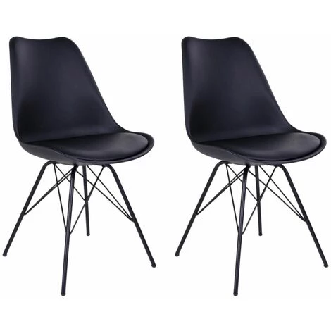 ALTOBUY HAGA - Lot De 2 Chaises Noires Avec Piétement Métallique - Noir 3 ALTOBUY HAGA - Lot De 2 Chaises Noires Avec Piétement Métallique - Noir