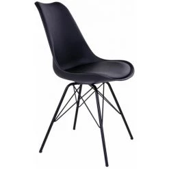 ALTOBUY HAGA - Lot De 2 Chaises Noires Avec Piétement Métallique - Noir 9 ALTOBUY HAGA - Lot De 2 Chaises Noires Avec Piétement Métallique - Noir -banc et tabouret Soldes Boutique 18820612 3