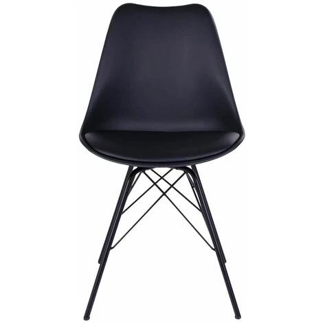 ALTOBUY HAGA - Lot De 2 Chaises Noires Avec Piétement Métallique - Noir 7 ALTOBUY HAGA - Lot De 2 Chaises Noires Avec Piétement Métallique - Noir – Image 5