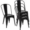 4x Chaise De Bistro HHG-791, Chaise Empilable, Métal, Design Industriel ~ Noir