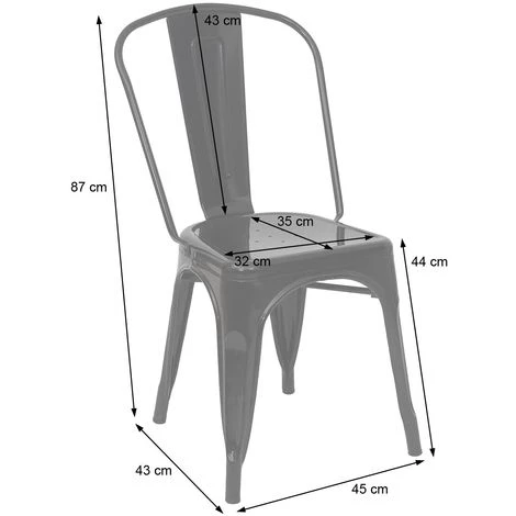 4x Chaise De Bistro HHG-791, Chaise Empilable, Métal, Design Industriel ~ Noir 4 4x Chaise De Bistro HHG-791, Chaise Empilable, Métal, Design Industriel ~ Noir – Image 2