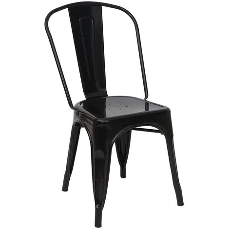 4x Chaise De Bistro HHG-791, Chaise Empilable, Métal, Design Industriel ~ Noir 5 4x Chaise De Bistro HHG-791, Chaise Empilable, Métal, Design Industriel ~ Noir – Image 3