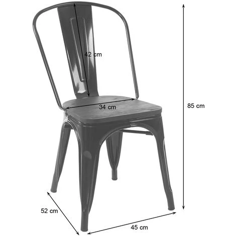 2x Chaise De Bistro HHG-404, Avec Siège En Bois, Chaise Empilable, Métal, Design Industriel ~ Noir 4 2x Chaise De Bistro HHG-404, Avec Siège En Bois, Chaise Empilable, Métal, Design Industriel ~ Noir – Image 2