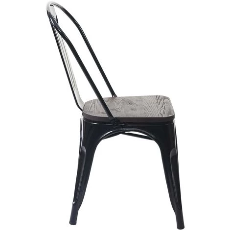 2x Chaise De Bistro HHG-404, Avec Siège En Bois, Chaise Empilable, Métal, Design Industriel ~ Noir 7 2x Chaise De Bistro HHG-404, Avec Siège En Bois, Chaise Empilable, Métal, Design Industriel ~ Noir – Image 5