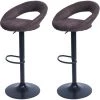 2x Tabouret De Bar HHG-707, Chaise De Comptoir, Monture Noire ~ Imitation De Daim, Vintage Marron Foncé
