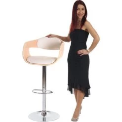 HHG Tabouret De Bar Carlow, Chaise De Bar, Bois Courbé Design Rétro ~ Aspect Hêtre, Crème -banc et tabouret Soldes Boutique 18943285 2