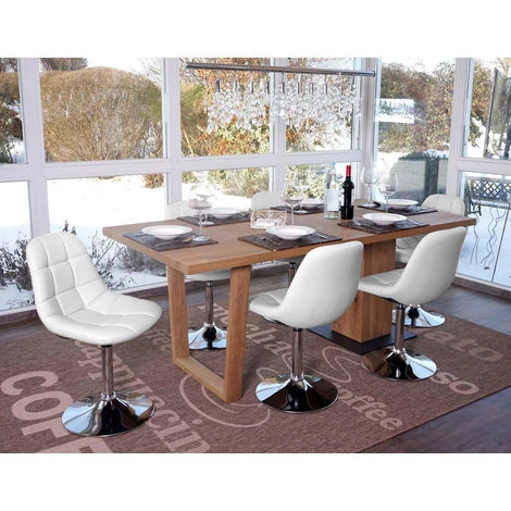 HHG 6x Chaise De Salle à Manger Cascina, Fauteuil Pitovante, Chrome ~ Similicuir Blanc 4 HHG 6x Chaise De Salle à Manger Cascina, Fauteuil Pitovante, Chrome ~ Similicuir Blanc – Image 2