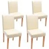 HHG Lot De 4 Chaises De Séjour Littau, Cuir Reconstitué, Crème, Pieds Clairs -banc et tabouret Soldes Boutique 18960345 1