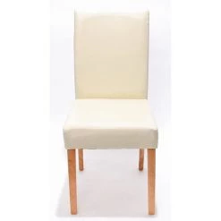 HHG Lot De 4 Chaises De Séjour Littau, Cuir Reconstitué, Crème, Pieds Clairs -banc et tabouret Soldes Boutique 18960345 2