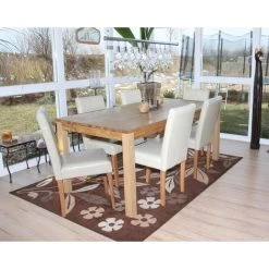 HHG Lot De 4 Chaises De Séjour Littau, Cuir Reconstitué, Crème, Pieds Clairs -banc et tabouret Soldes Boutique 18960345 3