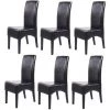 HHG Lot De 6 Chaises Latina, Salle à Manger, Cuir Reconstitué ~ Noir, Pieds Foncés -banc et tabouret Soldes Boutique 18960417 1