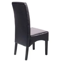 HHG Lot De 6 Chaises Latina, Salle à Manger, Cuir Reconstitué ~ Noir, Pieds Foncés -banc et tabouret Soldes Boutique 18960417 3