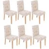 HHG Lot De 6 Chaises De Séjour Littau, Tissu Words Fabric, Pieds Clairs -banc et tabouret Soldes Boutique 18960446 1