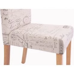 HHG Lot De 6 Chaises De Séjour Littau, Tissu Words Fabric, Pieds Clairs -banc et tabouret Soldes Boutique 18960446 5