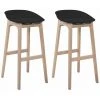 MOB-IN Tabourets De Bar En Chêne Et Assise Noire 65 Cm RIVA - Lot De 2 - Noir -banc et tabouret Soldes Boutique 18963459 1