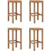 Tabourets De Bar Bois De Teck Massif 4 Pcs VidaXL
