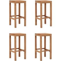 Tabourets De Bar Bois De Teck Massif 4 Pcs VidaXL