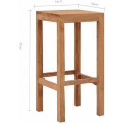 Tabourets De Bar Bois De Teck Massif 4 Pcs VidaXL -banc et tabouret Soldes Boutique 19322038 3