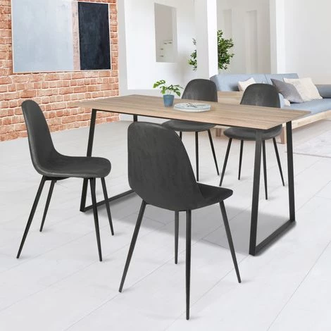 IDMARKET Lot De 4 Chaises Vintage DALI Grises Pour Salle à Manger - Gris 3 IDMARKET Lot De 4 Chaises Vintage DALI Grises Pour Salle à Manger - Gris