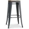 TOLIX STYLE Tabouret Stylix - Métal Et Bois Clair - 76cm Gris Foncé - Bois, Fer - Gris Foncé -banc et tabouret Soldes Boutique 19530892 1