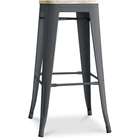 TOLIX STYLE Tabouret Stylix - Métal Et Bois Clair - 76cm Gris Foncé - Bois, Fer - Gris Foncé 3 TOLIX STYLE Tabouret Stylix - Métal Et Bois Clair - 76cm Gris Foncé - Bois, Fer - Gris Foncé