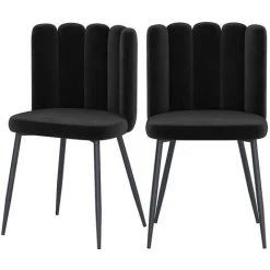 RENDEZ VOUS DéCO Chaise Rosy En Velours Noir (lot De 2) - Noir