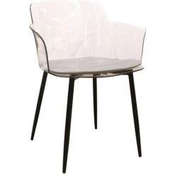 THE HOME DECO FACTORY Fauteuil De Table Design Transparent Lilia - 53 X 59 X 81 - Noir
